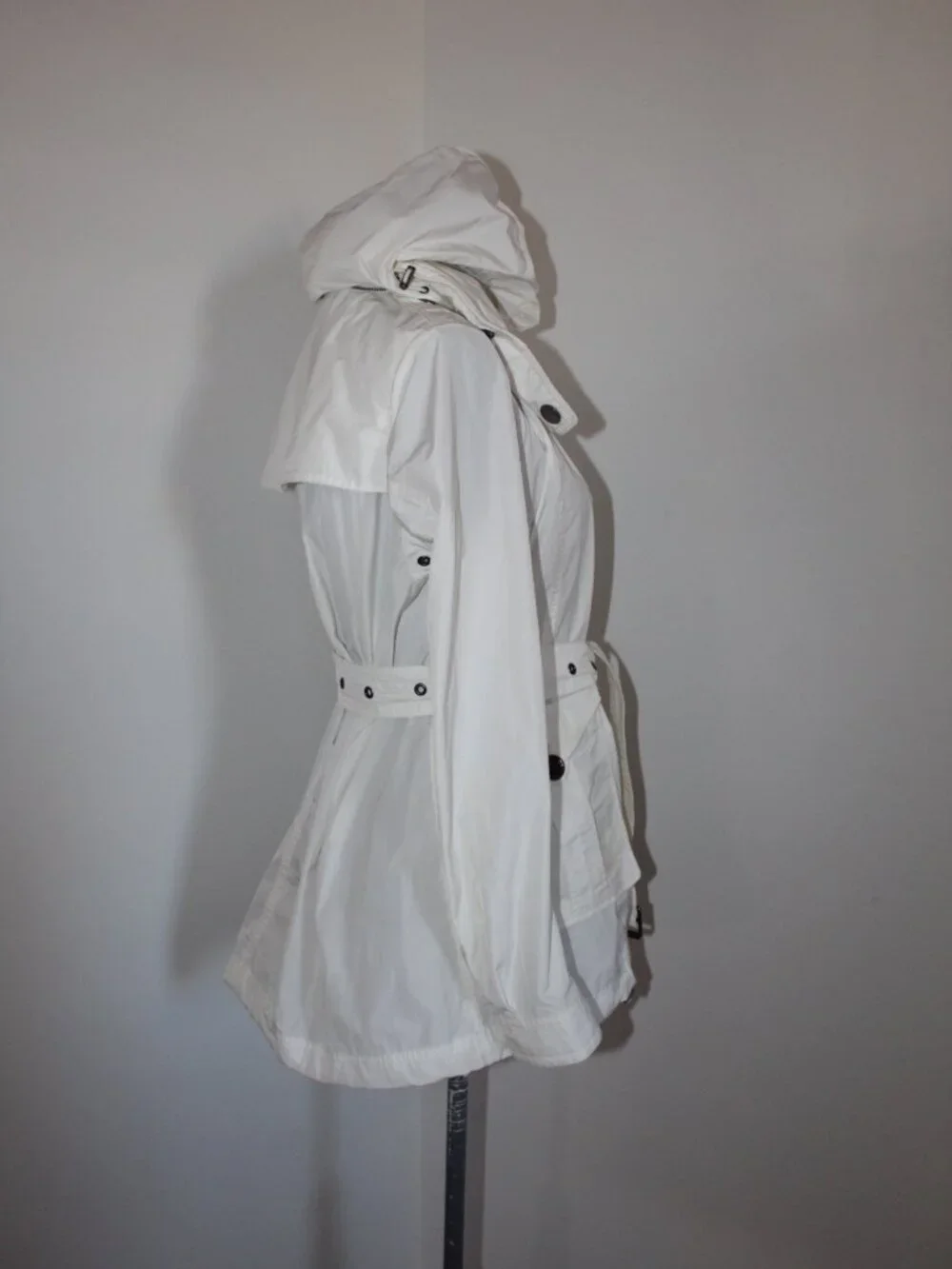 Burberry Brit White Removable Hooded Belted Trench Jacket Coat US 8 UK 10 IT 42 - Picture 7 of 14